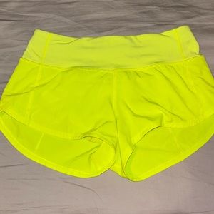 Highlighter yellow Lululemon shorts